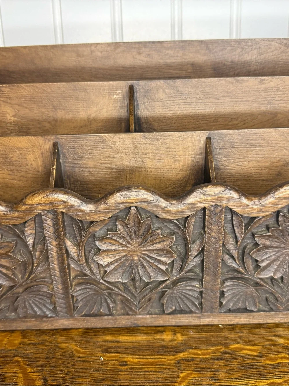 BOHO 1970's Faux Wood Desk Organizer, Letter Holder, Mail Storage Holder, Lerner